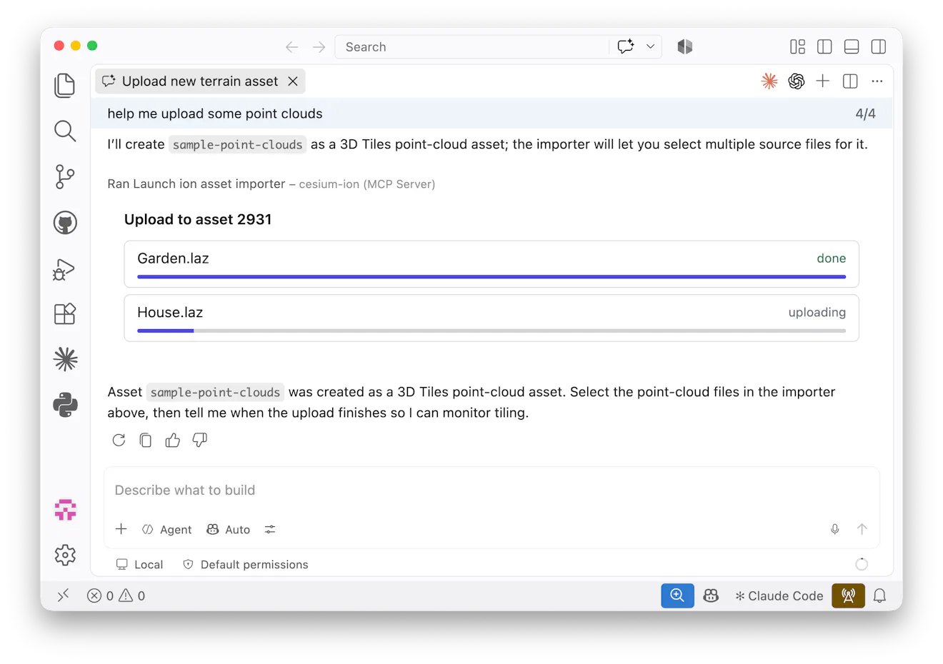 Status window for uploads