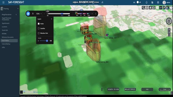 Weatherverse Planner deployed as a widget in CesiumJS-powered SAF-Foresight. Courtesy The Weather Company and SimCentric.
