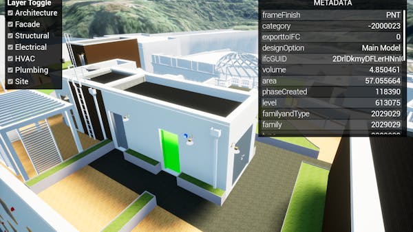 Metadata queried from a door component in Snowdon Sample Model. Featured in Level 14_CesiumArchitecturalDesign in Cesium for Unreal Samples.