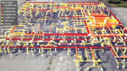 Color ramp shading based on an IFC length property in Cesium for Unreal. Data source: BSI (2020) "Medical-Dental Test Files," buildingSMART International—accessible via GitHub.