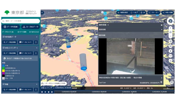 Water disaster prevention information system: Water level data & River monitoring camera & Expected flooding area map.