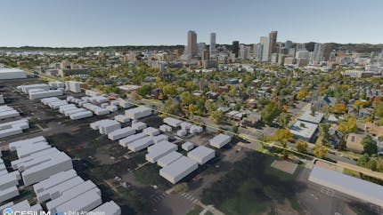 3D scene of buildings in Denver