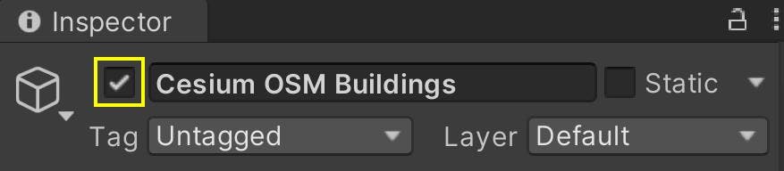 disable Cesium OSM Buildings in Unity