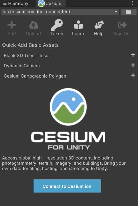 Cesium for Unity tutorial: Building an App for Magic Leap 2. Connect your project to Cesium ion.