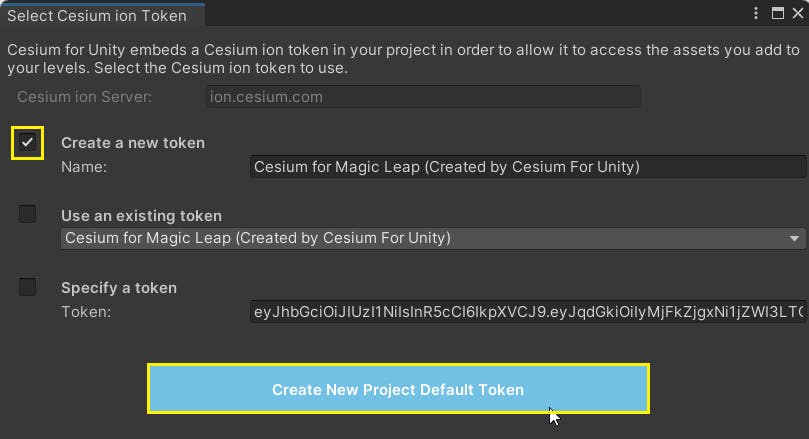 Cesium for Unity tutorial: Building an App for Magic Leap 2. Create a new project default token.