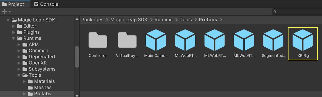 Cesium for Unity tutorial: Building an App for Magic Leap 2. Add the XR Rig prefab to your scene.