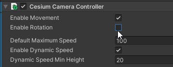 Cesium for Unity tutorial: Building an App for Magic Leap 2. Uncheck “Enable Rotation” in the Cesium Camera Controller.