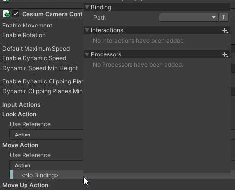 Cesium for Unity tutorial: Building an App for Magic Leap 2. Double-click <No Binding> to open the binding menu.