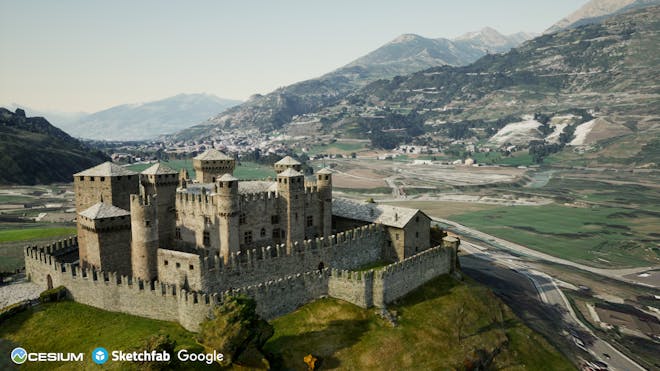 A Sketchfab model of Fénis Castle in northern Italy