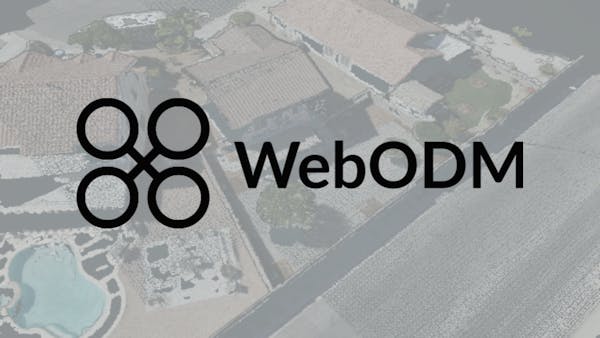 WebODM logo with 3D buildings