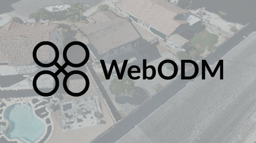 WebODM logo with 3D buildings 