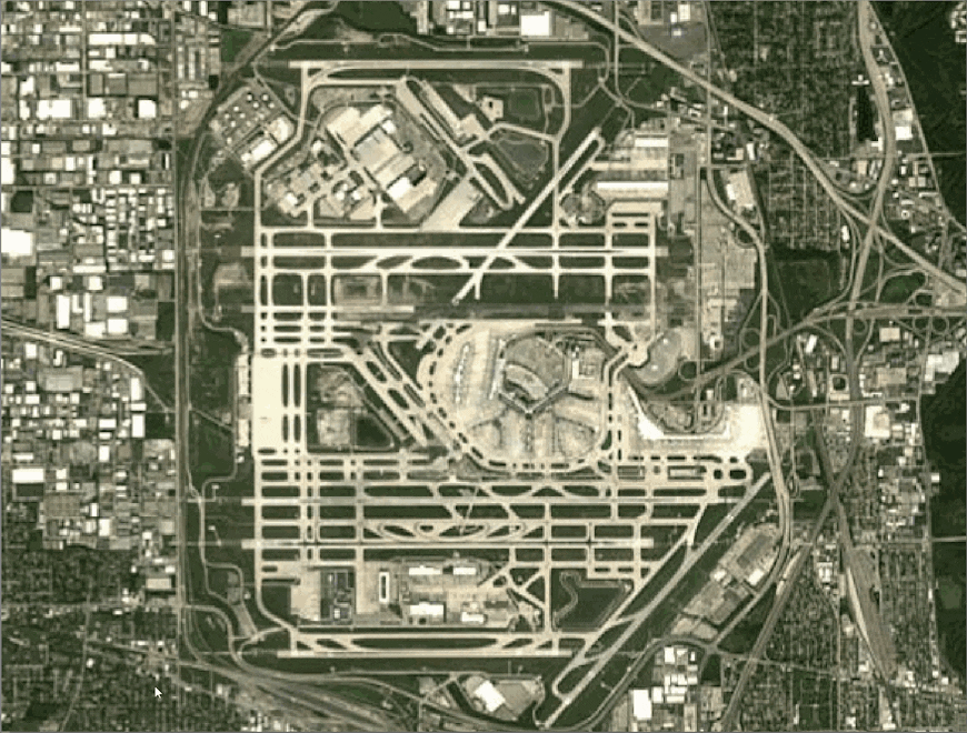 Using Cesium ion's clipping feature to create the Chicago O'Hare region.