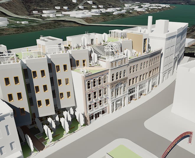 Autodesk Snowdon Towers sample data exported directly from Revit as 3D Tiles. Data courtesy of Autodesk.