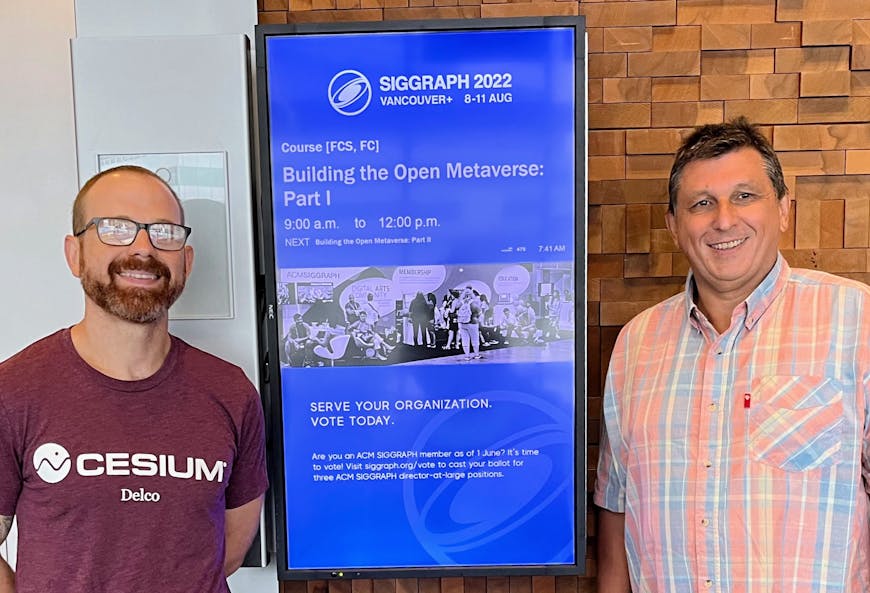 Patrick Cozzi and Marc Petit at SIGGRAPH in Vancouver, August, 2022.