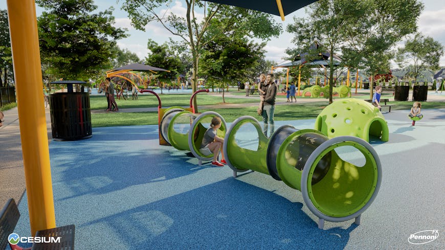 Digital twin of Jake's Place, an inclusive playground in Vineland, New Jersey. Courtesy Pennoni.