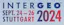 Graphic with gray background. Words in blue, purple, and red spectrum. Text reads "INTERGEO 2024. Sept. 24-26. Stuttgart."