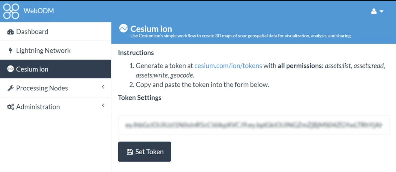 Integrating with WebODM Set Token