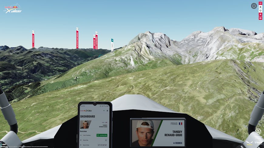 First person view of paraglider in Red Bull X-Alps live tracking