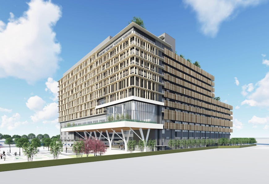 2025年秋に開学する大阪公立大学の都市型森之宮キャンパスのCG(画像提供: 大阪公立大学)
A CG rendering of the urban Morinomiya campus of Osaka Metropolitan University, scheduled to open in fall 2025. Courtesy of Osaka Metropolitan University.
