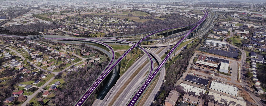 HNTB's visualization team extended Cesium's open-source platform to vertically align long linear infrastructure models with the Earth's curvature. Courtesy HNTB.