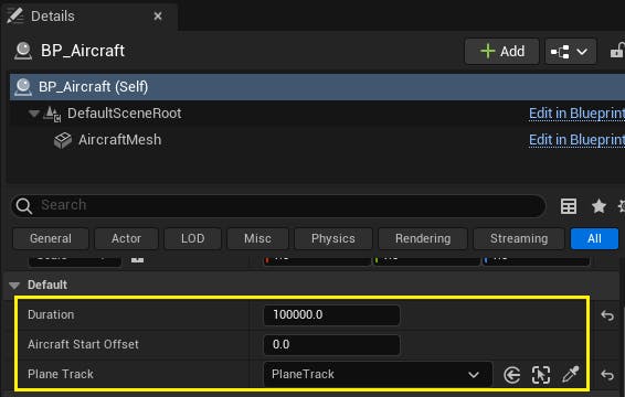 CFUE flight tracker tutorial: Note that with Duration, the higher the value, the longer it will take the aircraft to travel the path. For Duration, a value of 100,000 works well. You can modify the AirplaneOffset variable to start the flight at another point on the path. For example, because 0.0 is the start and 1.0 is the end, set AirplaneOffset to 0.9 to begin closer to the end of the flight.