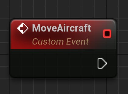 CFUE flight tracker tutorial: Click to create the event node; then name it “MoveAircraft”.