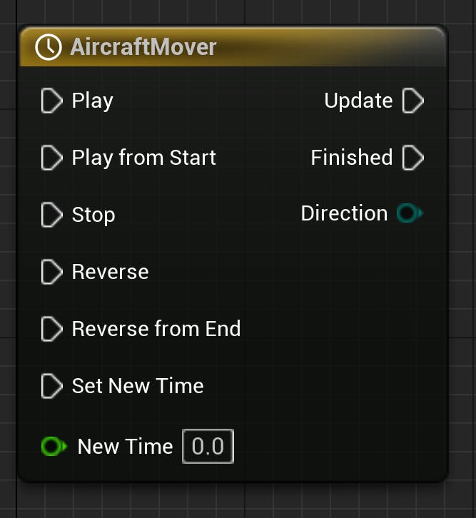 CFUE flight tracker tutorial: Right-click again in the Event Graph and search for “Add Timeline”. Click to create the Timeline node, and then give it a name.