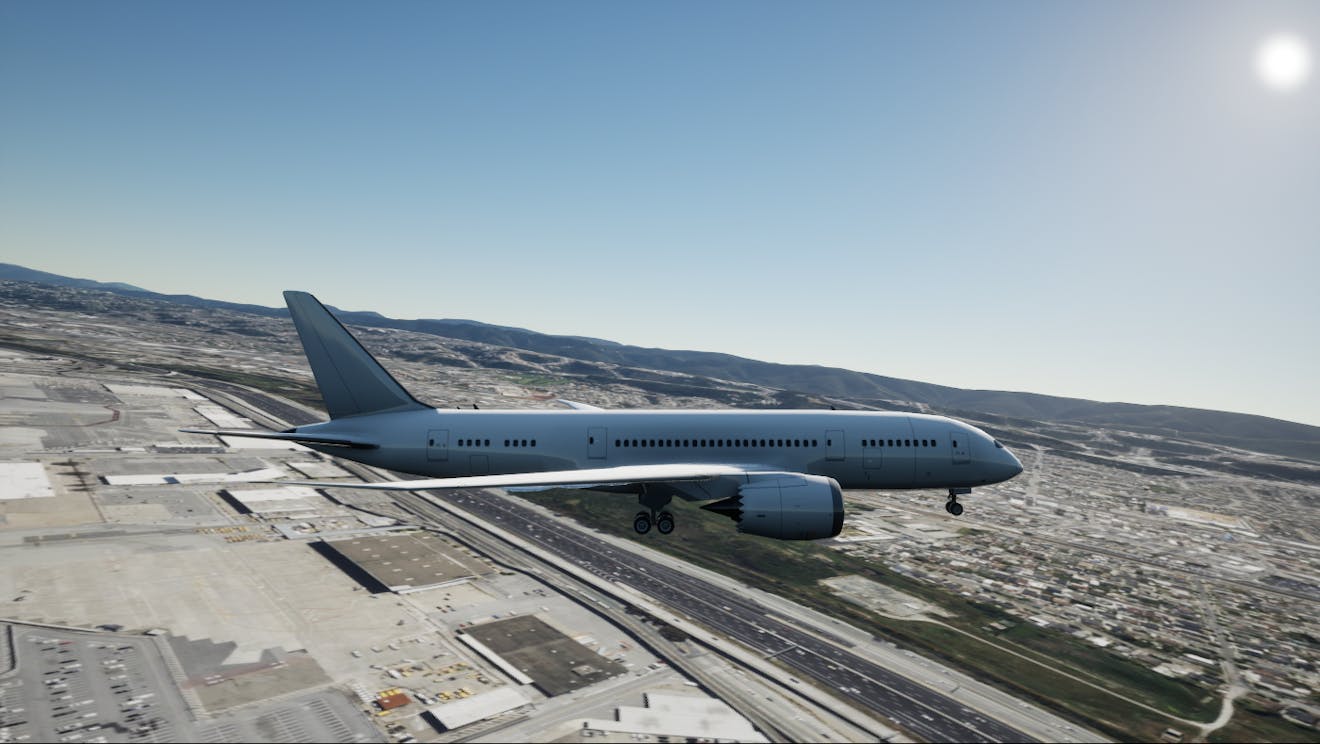 CFUE flight tracker tutorial: Adjust the cameras so that one is looking at the aircraft directly from the top and the other has a side view.