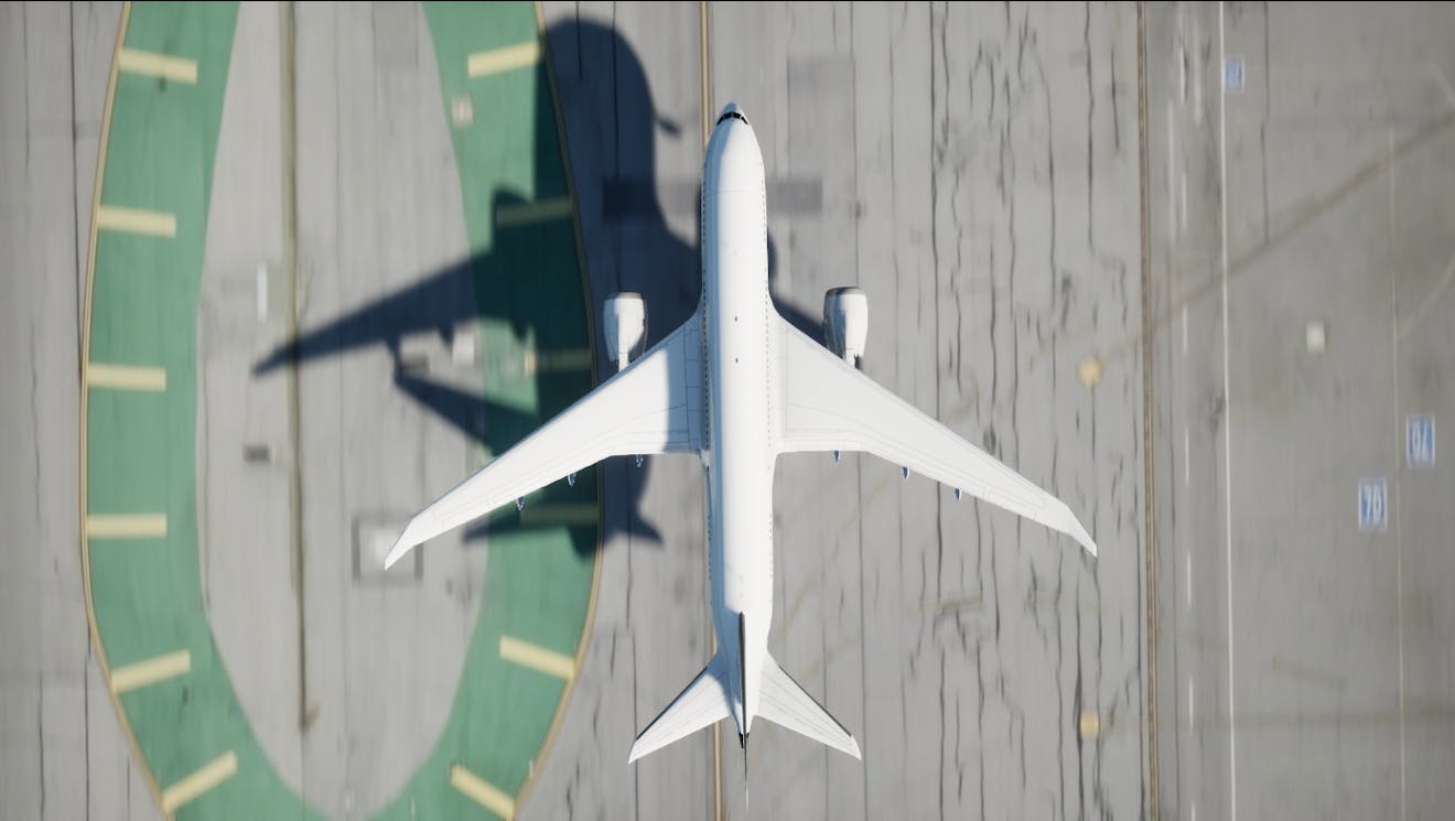 CFUE flight tracker tutorial: Adjust the cameras so that one is looking at the aircraft directly from the top and the other has a side view.