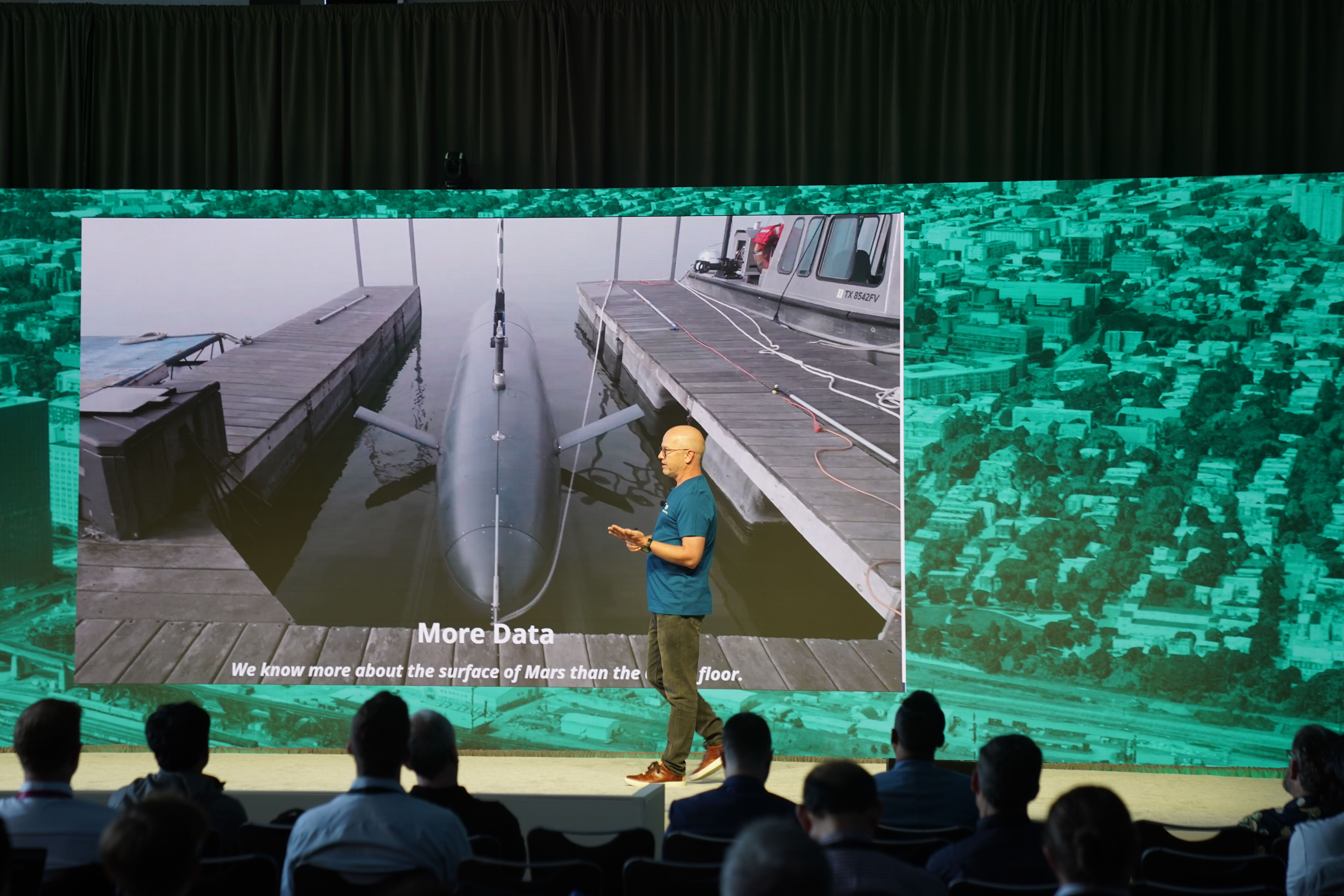 2025 Cesium Developer Conference: Andrew Lunstad, CTO, Terradepth, discussed undersea data after leading attendees in singing sea shanties.