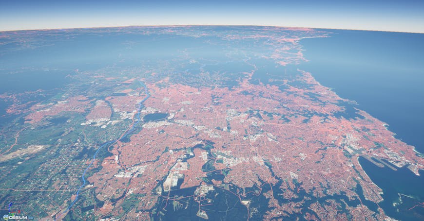 Roads in New South Wales, Australia, visualized via GeoJSON in Cesium for Unreal. Speed Zones dataset courtesy of Transport for New South Wales.