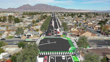 High-fidelity, photorealistic renderings of a proposed design helped the City of Las Vegas secure a $25 million grant for the Stewart Avenue Complete Streets project. Courtesy Parametrix.