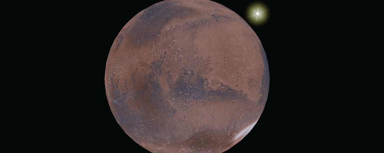Cesium Mars with the Sun visible in the background