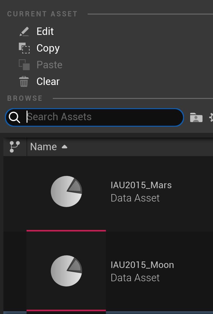 Select IAU2015_Moon or IAU2015_Mars, depending on which celestial body you want to add
