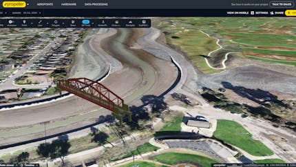 IFC model of a bridge shown in geospatial context in Propeller with CesiumJS
