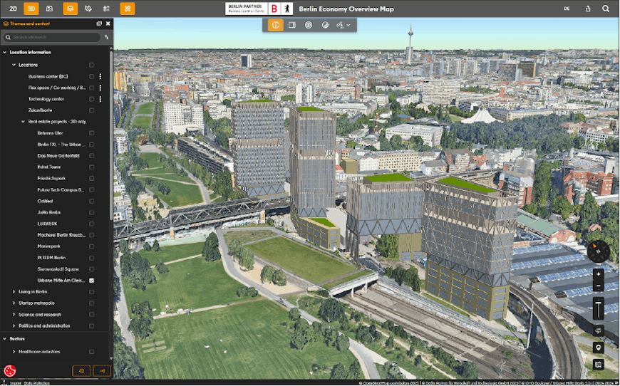3D visualization of planned buildings in Berlin, Virtual City Systems