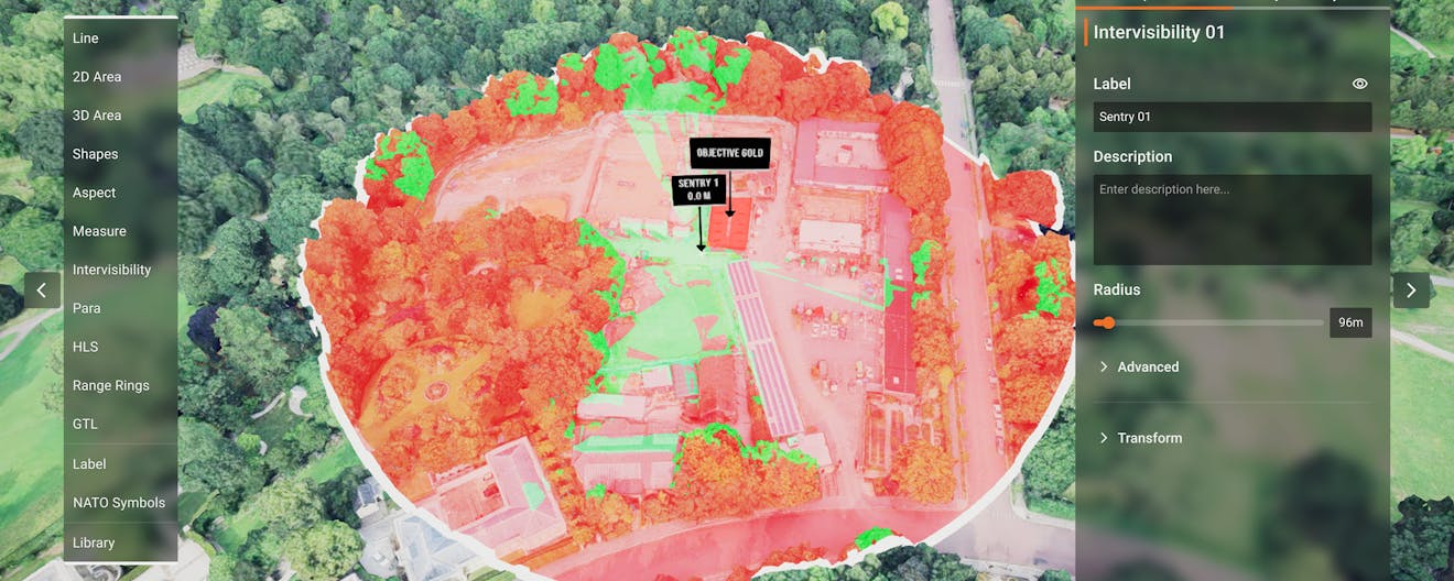 Intervisibility study in VADE. Courtesy VRAI.