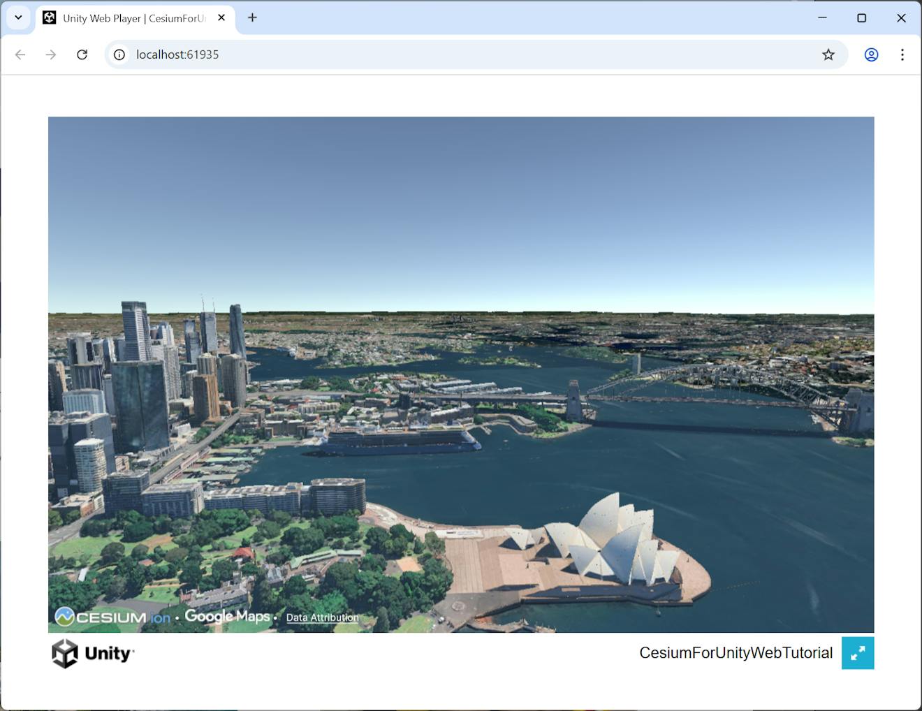 A Cesium for Unity application running in a web browser.
