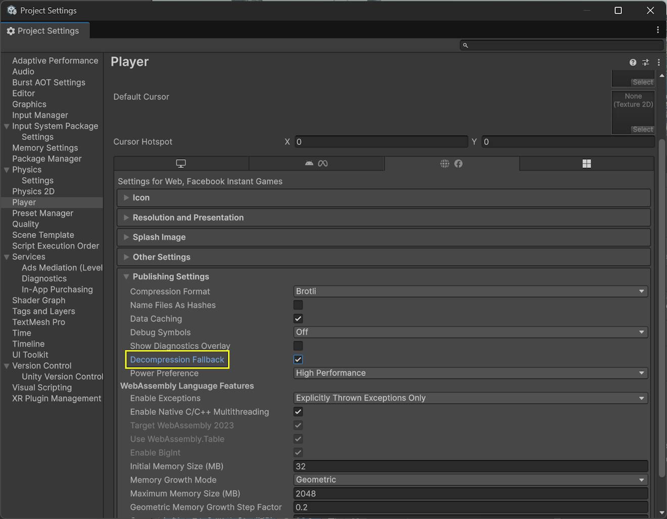 Enabling the Decompression Fallback option.