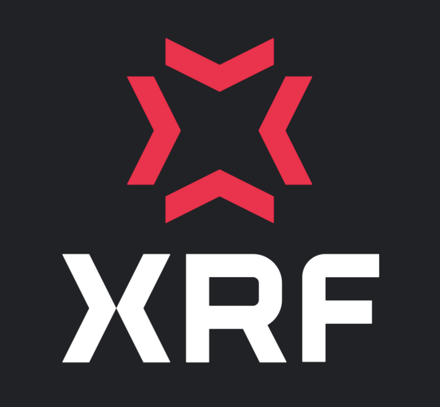 A black square with the Letters 'XRF' in large white font with a star-like symbol in red above the white letters.
