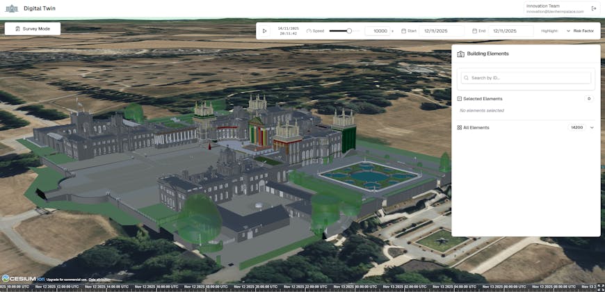 Blenheim Palace digital twin in CesiumJS