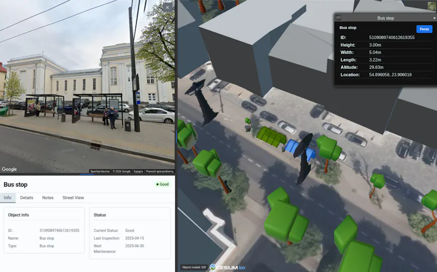Matom.AI 3D model of bus stop in Kaunas Lithuania