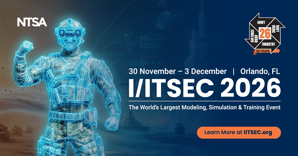 NTSA. 30 November-3 December. Orlando, Florida. I/ITSEC 2026. The world's largest modeling, simulation & training event.