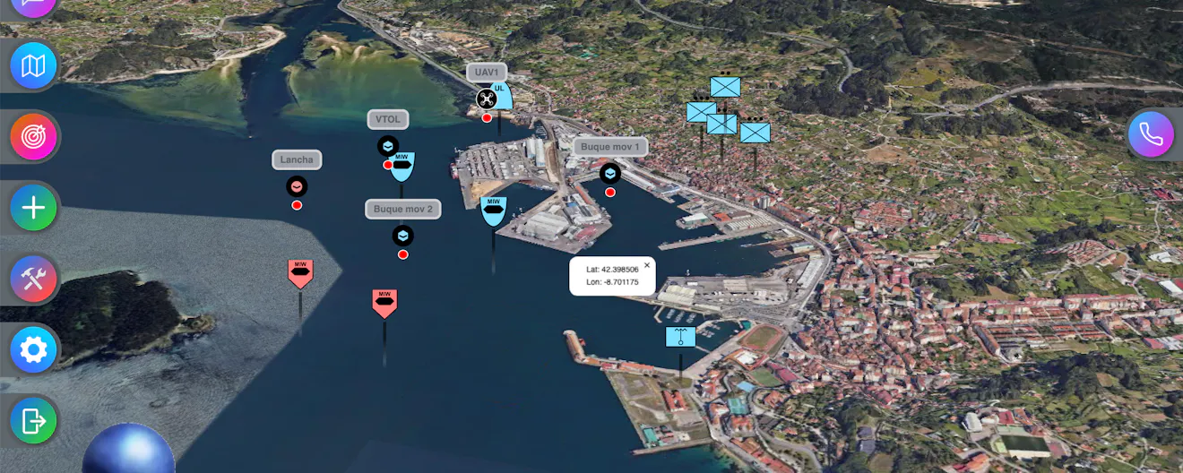 XRF's Colossus, a large multitouch command table for fixed control rooms, using CesiumJS.