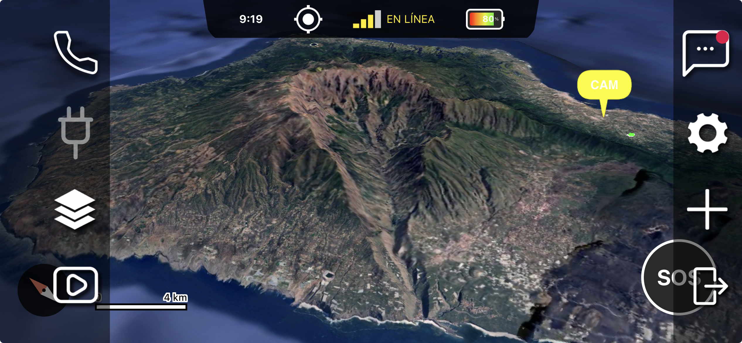 The volcanic eruptions on the Spanish island of La Palma in 2021 were the tipping point for XRF’s founding team. Pictured here is La Palma in XRF's Apolo, a mobile app for units deployed on the ground, built with CesiumJS.