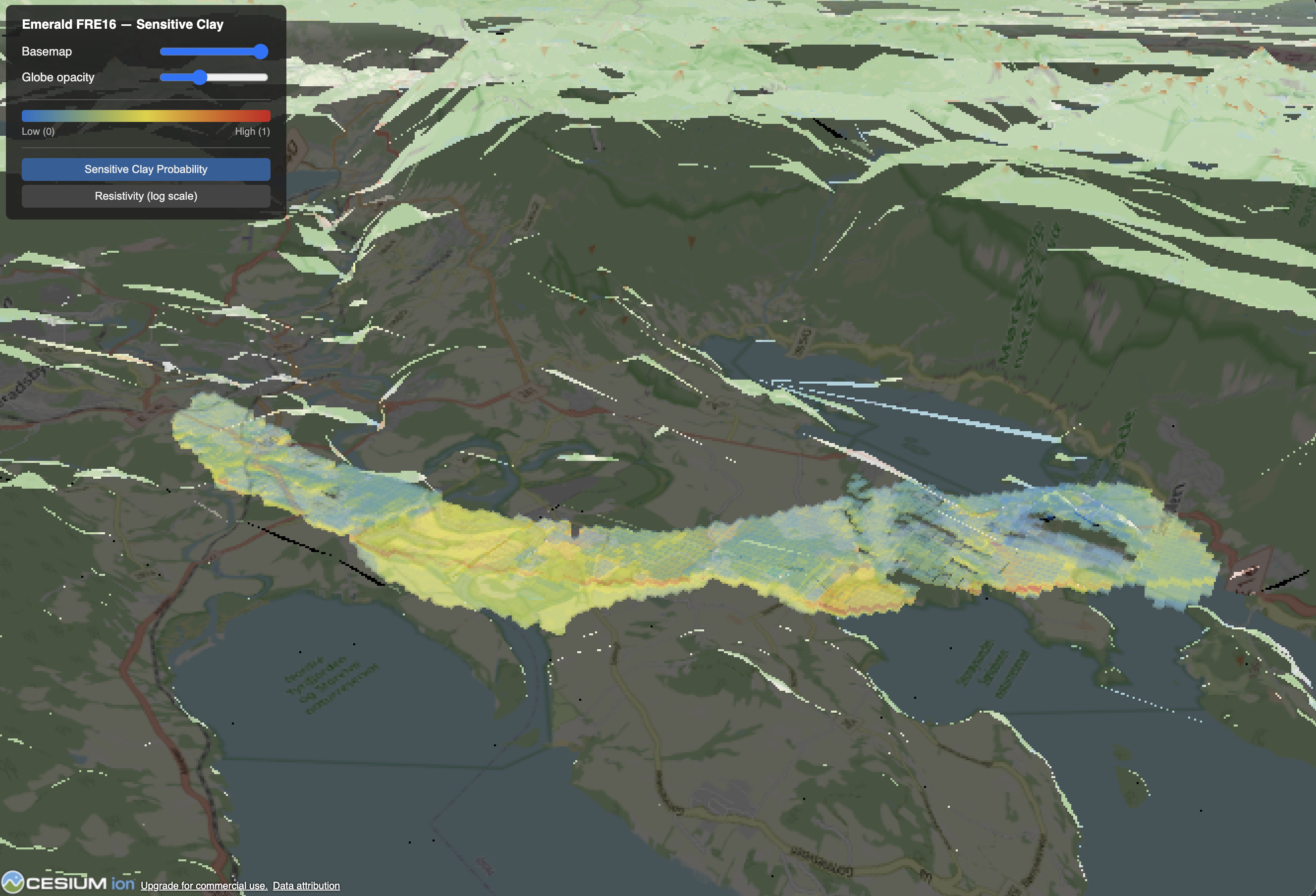 Subsurface data in the Netherlands visualized in CesiumJS by Bedrock.engineer using 3D Tiles voxels