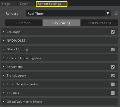 Open the Render Settings window at the top right of the user interface. 
