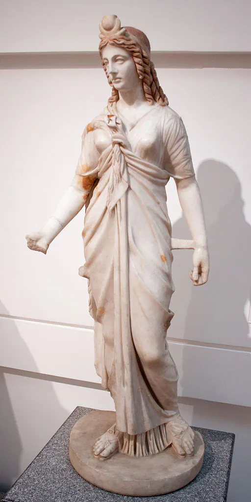 Real-world image of the Statue of Isis in Rome, Italy. 