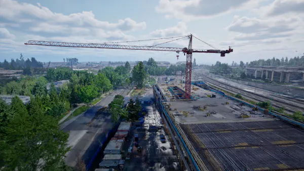 3D Gaussian splats enable high-fidelity accurate visualizations of thin-and-long assets like cranes, building materials, power stations, and cell towers.