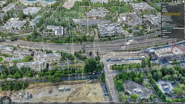 Larger, fewer content volumes indicate later refinement, resulting in lower visual fidelity with coarser tiles at the same camera position.